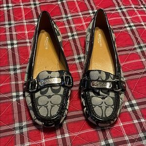 Coach Women's Black and Gray Signature Loafers